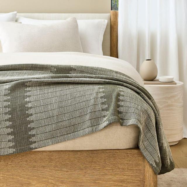 Reversible Woven Bed Blanket, King, Dark Olive