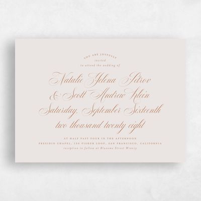 Light Greige, Beige Wedding Invitation - Marvis Landscape