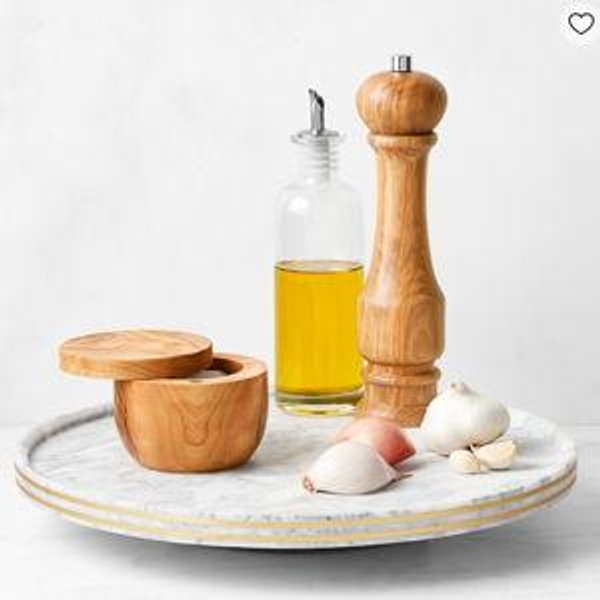 Williams Sonoma Arabescato Marble with Brass Inlay Lazy Susan