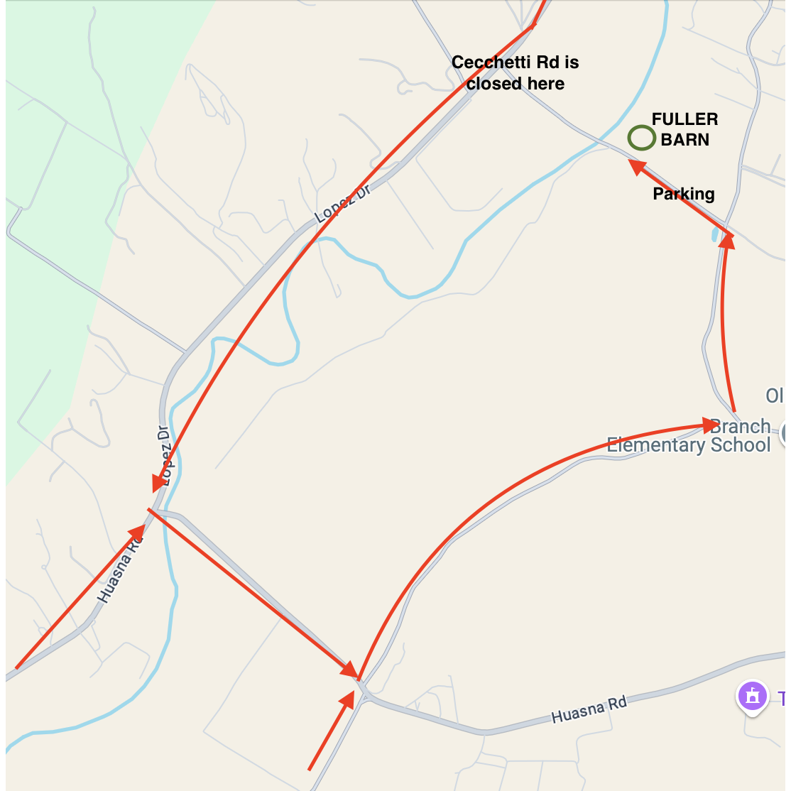 Directions. Cecchetti Rd is closed on the North West side. Please enter from the South East side.