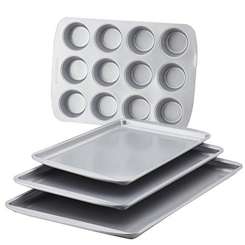 Farberware Nonstick Bakeware 4-Piece Baking Sheet Set, Gray - 47360