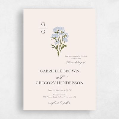 Linen, Blue Wedding Invitation - Nelia Classic