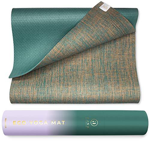 Ajna Eco Organic Yoga Mat - Natural Jute Yoga Mats - Large Non Slip - Reversible Jute PER - Carrying Strap - Extra Long Yoga Mat 72 Inch - 5mm - All Yoga - Vegan