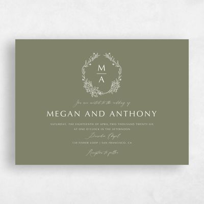 Khaki Green Wedding Invitation - Pasqual Landscape