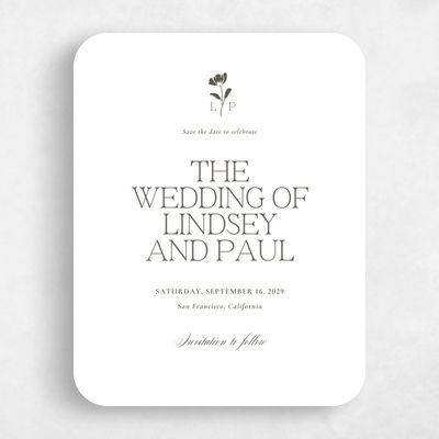 White Rounded Wedding Save the Date - Kendall Portrait