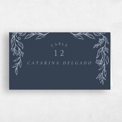 Grayed Navy, Blue Wedding Place Card - Fiora