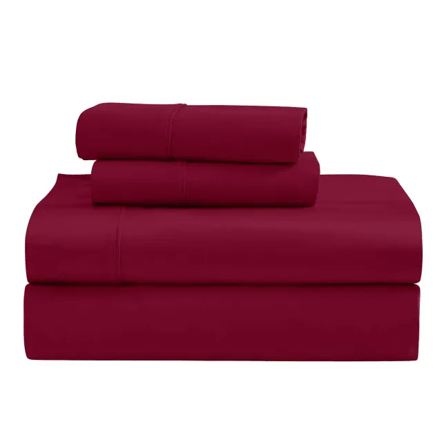 1200 Thread Count Egyptian Cotton Deep Pocket 4-Piece Sheet Set Solid Color Bedding, Queen, Burgundy - Blue Nile Mills