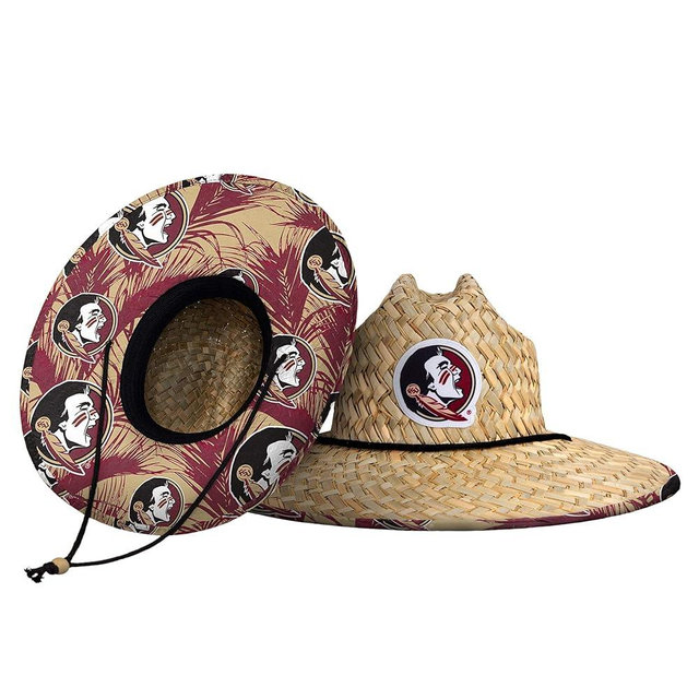 FOCO Men's NCAA College Team Logo Floral Lifeguard Beach Straw Sun Hat