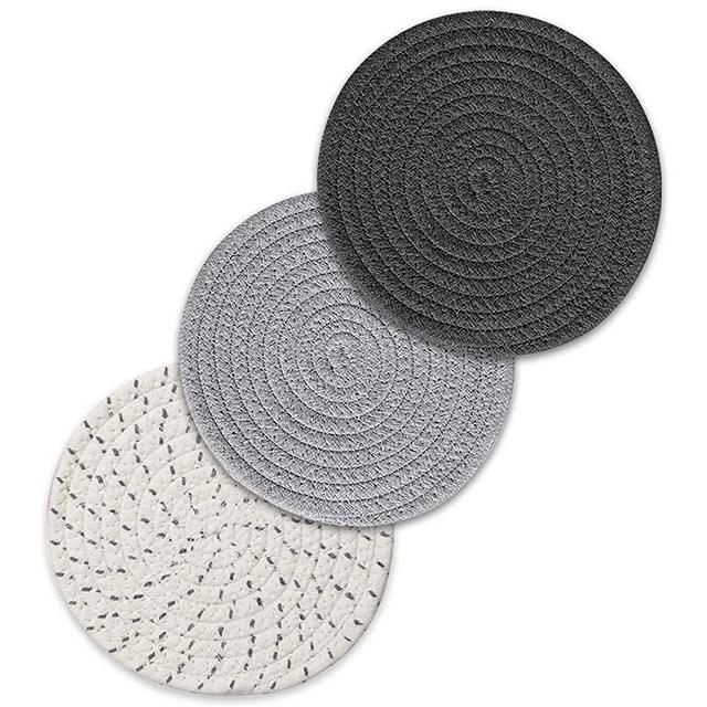 Pot Holders Trivets for Hot Dishes (Trivet Set of 3 - 7 Inch Diameter) Hot Pads for Kitchen Trivets for Hot Pots and Pans 100% Cotton Hot Pads Pot Holders , Cheap Gifts for Women