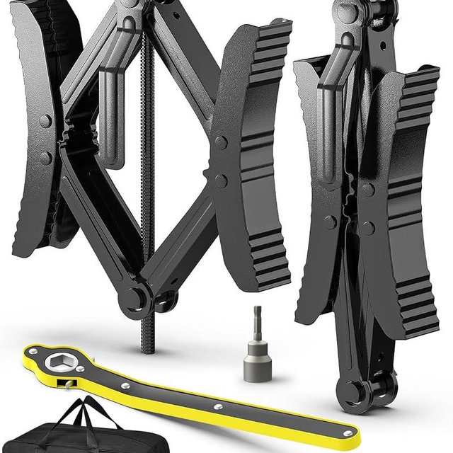 BEBOBLY Camper RV Wheel Chock Stabilizer 2 Sets, Heavy Duty X-Shaped Camper Wheel Chocks with Wrench for Travel Trailer, Fits 3.5" to 12" Wheel Gaps, Anti-Move Tire Wheel Chock