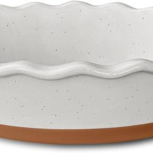 MORA Ceramic Pie Pan for Baking - 9 inch - Deep and Fluted Pie Dish for Old Fashion Apple Pie, Quiche, Pot Pies, Tart, etc - Modern Farmhouse Style Porcelain Ceramic Pie Plate - Vanilla White