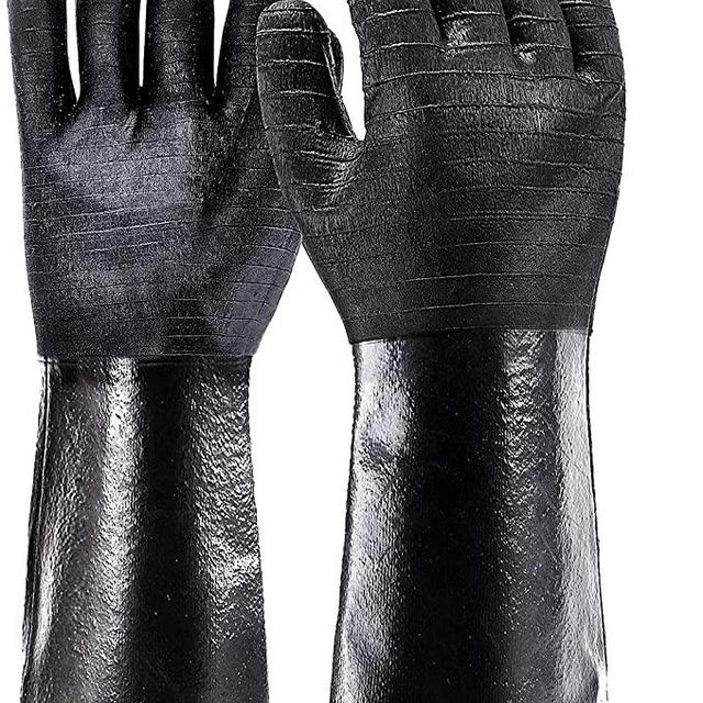 Schwer Grill BBQ Gloves 932℉ Heat Resistant Cooking Barbecue Gloves Waterproof Grilling Gloves for Turkey Fryer, Baking, Oven, Oil Resistant Neoprene Coating with Long Sleeve