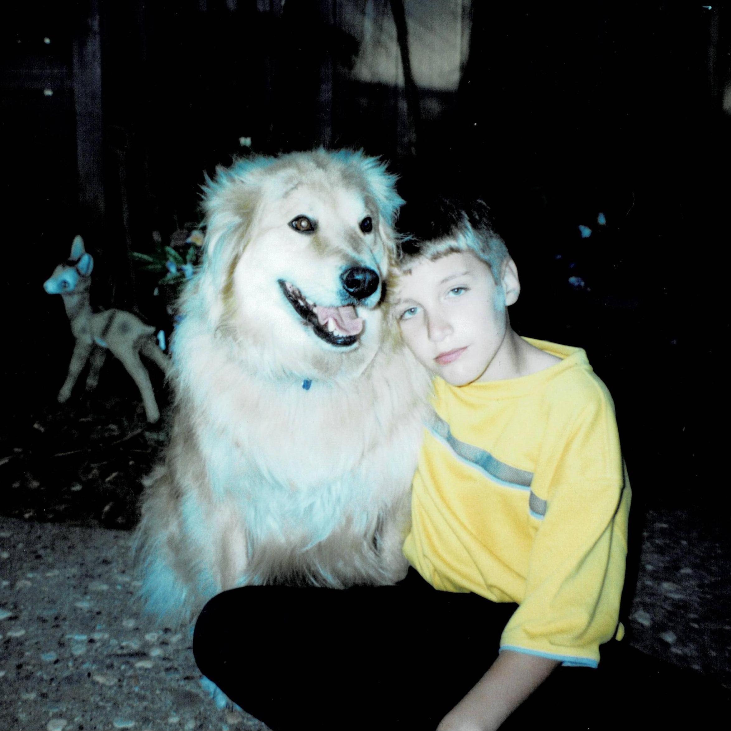 Conner and his childhood dog, Gabe