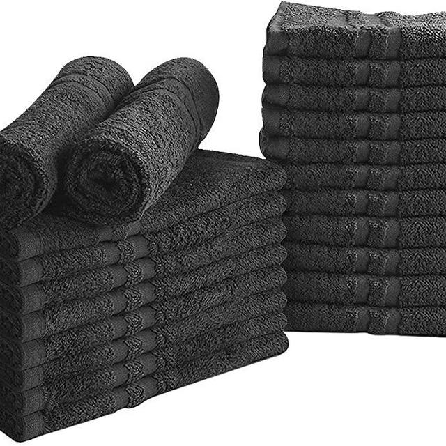 Utopia Towels Bleach Safe Salon Towels - Pack of 24 Black Hand Towels - (16 x 27 Inches), Salon Towels Bleach Safe, Stain Resistant Bleach Proof Towels for Salon, Hair, Gym, Spa