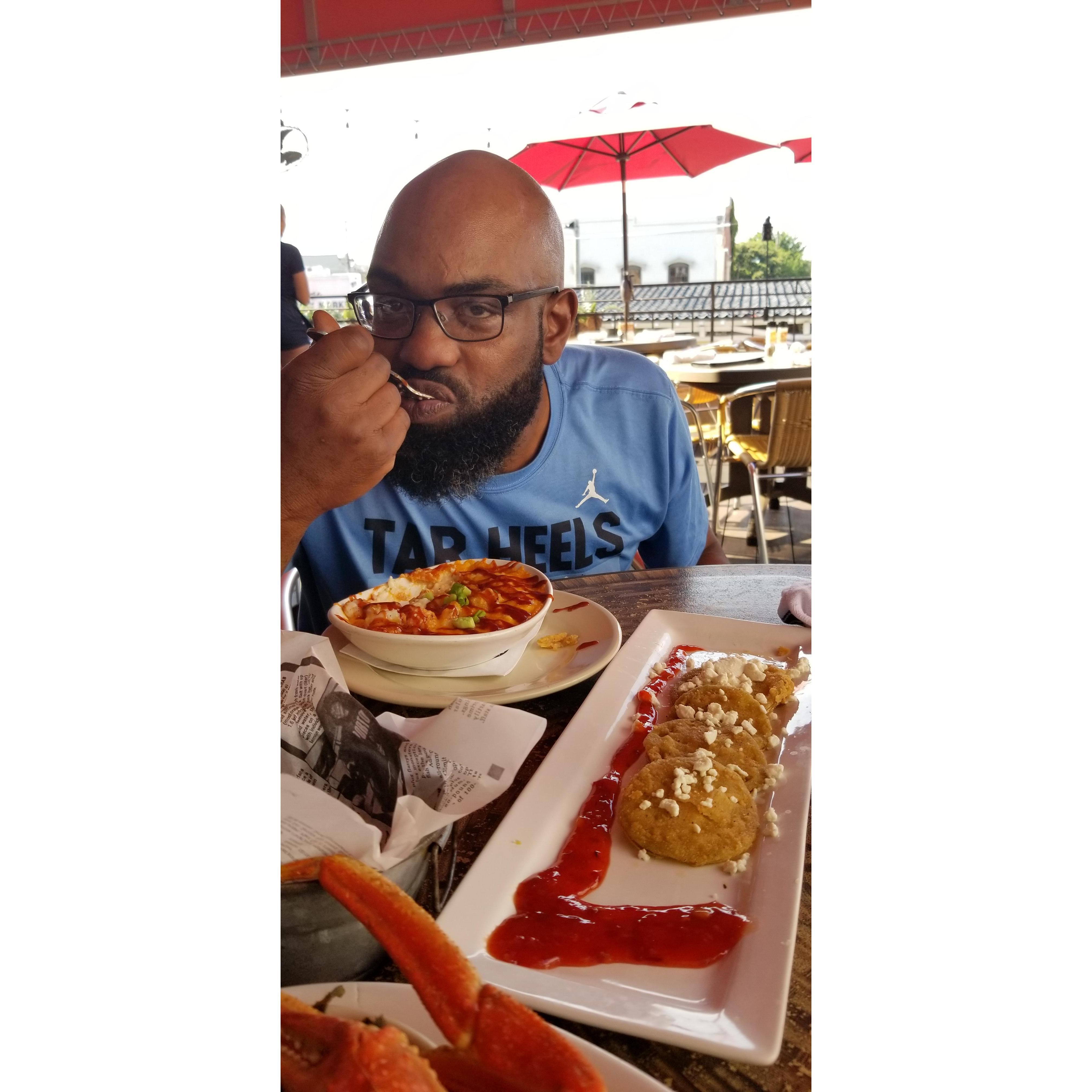 My bday in Charleston... he's having low country shrimp & grits!