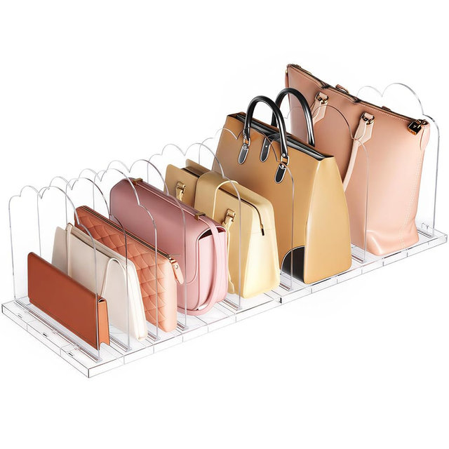 Lifewit Purse Organizer for Closet, 9.7" Tall Clear Handbags Storage Organizer, Adjustable Clutch Organizer Holder for Closet, 2 Pack Bookshelf Dividers for Sweater in Bedroom 35 x 24cm/14 × 9.5"