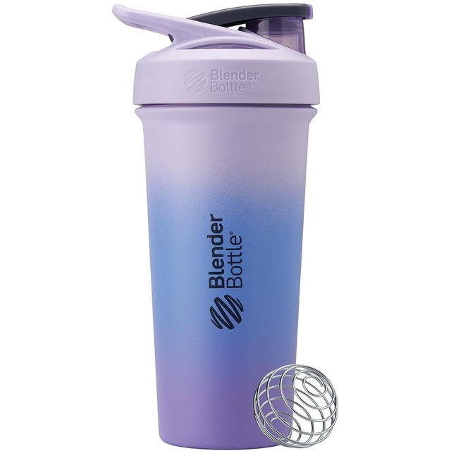 BlenderBottle Strada Sleek Insulated Stainless Steel Water Bottle with Wire Whisk, 25-Ounce, Lavender Ombre (Pack of 1)
