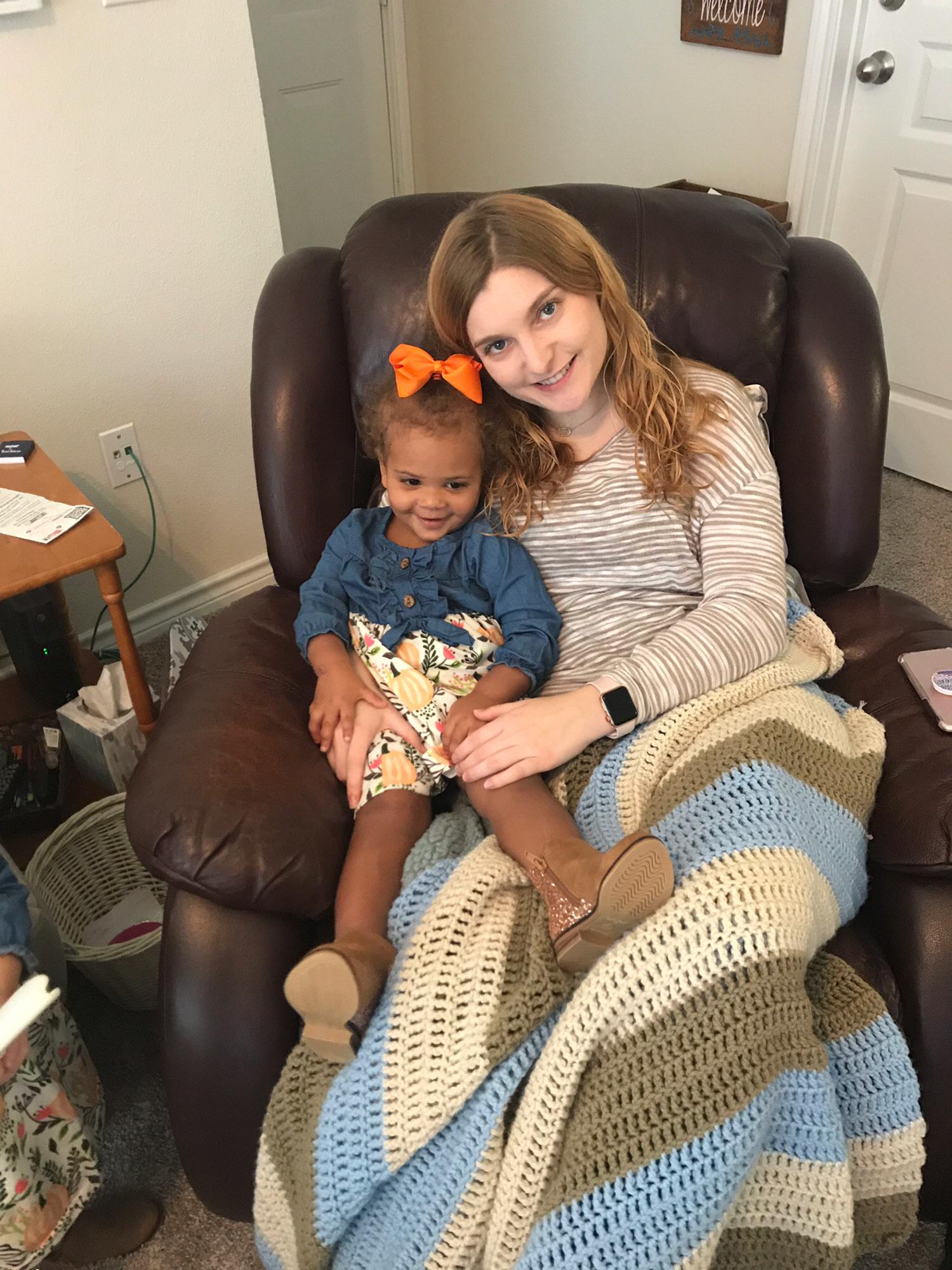 Snuggles at Auntie Laura's