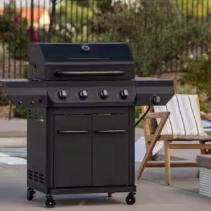 4-Burner with Side Burner Propane Gas Grill in Graphite Black
