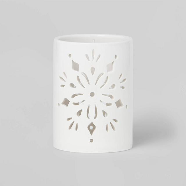 Small Ceramic Snowflake Candle Holder White - Wondershop™