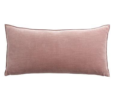Washed Velvet Zip Lumbar Pillow Cover, 12 x 24", Dusty Orchid