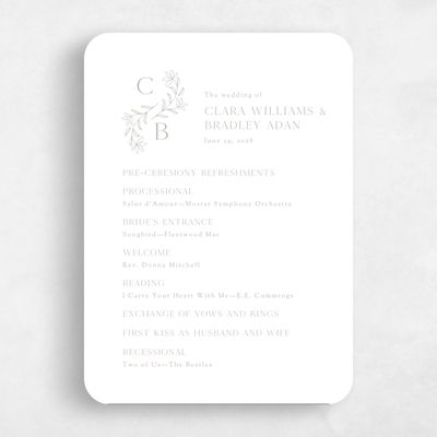 Grey Rounded Wedding Program - Creston Letterpress