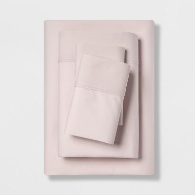 Twin 300 Thread Count Organic Cotton Solid Sheet Set Blush - Threshold™