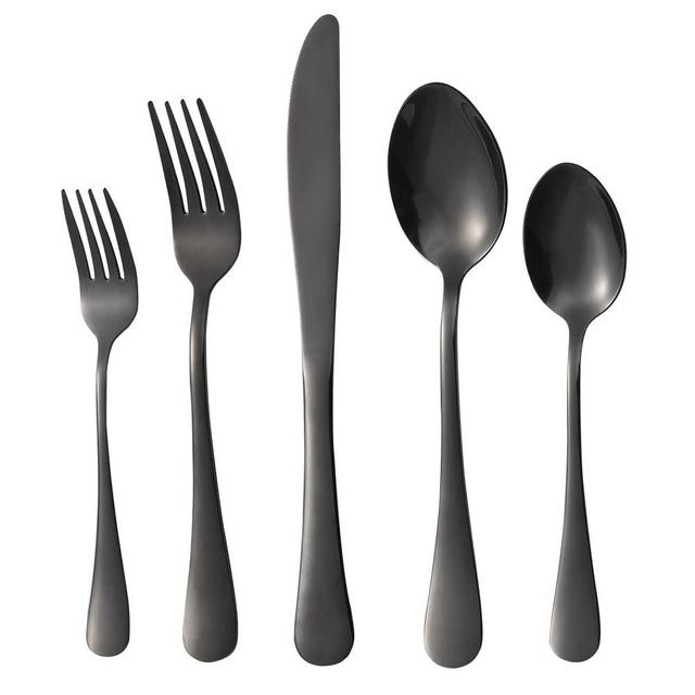 Xingjiake 40-piece Black Silverware Set, Stainless Steel Cooking Flatware Serving Set, Flatware Cutlery Set For Home Kitchen Restaurant Hotel, Tableware Set Service for 8, Dishwasher Safe