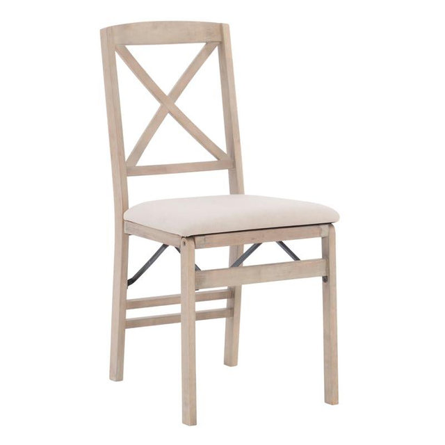 Linon Triena X Back Wood Set of Two Folding Chairs in Graywash