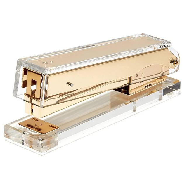Acrylic Clear Stapler - Gold Stapler Makes a Cool Office Desk Accessory for Office, Home, or School - Uses Standard Staples