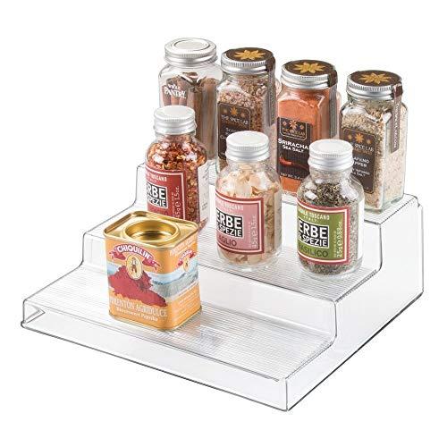 iDesign Linus Linus Plastic 3-Tier Spice Rack, Stadium Organizer Rack for Kitchen Pantry, Cabinet, Countertops, Bathroom, Desk, Clear