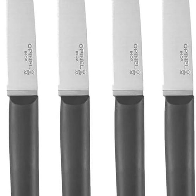 Opinel Set of 4 Bon Appetit+ Dishwasher Safe Serrated Steak Knives - Grey