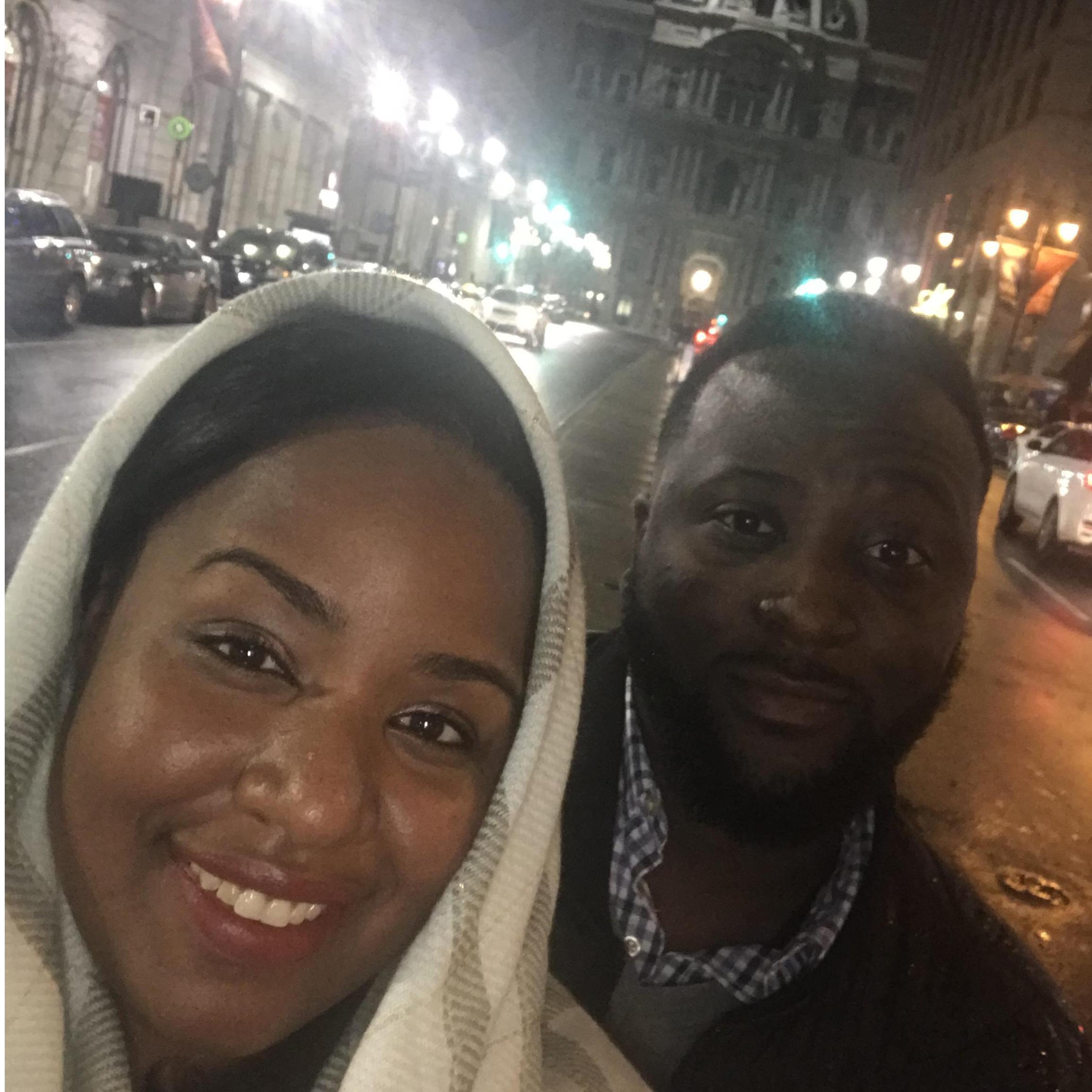 First-date selfie, in front of City Hall! December 2018.
