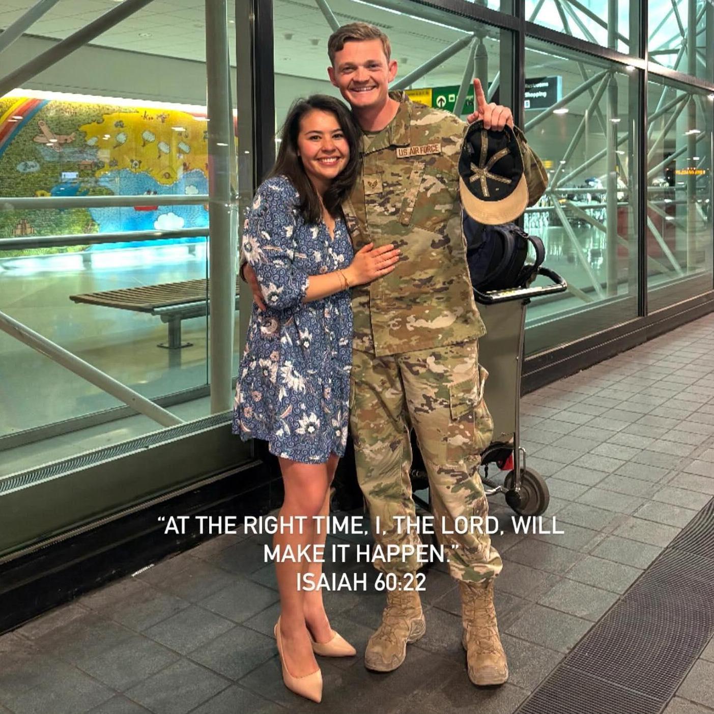 Our first photo post deployment. First time we said "I love you"