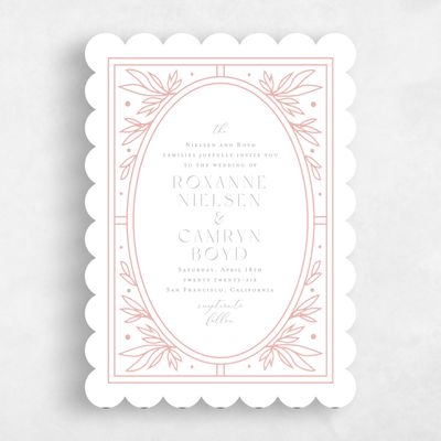 Dusty Peach, Pink Wedding Invitation - Poplar Frame