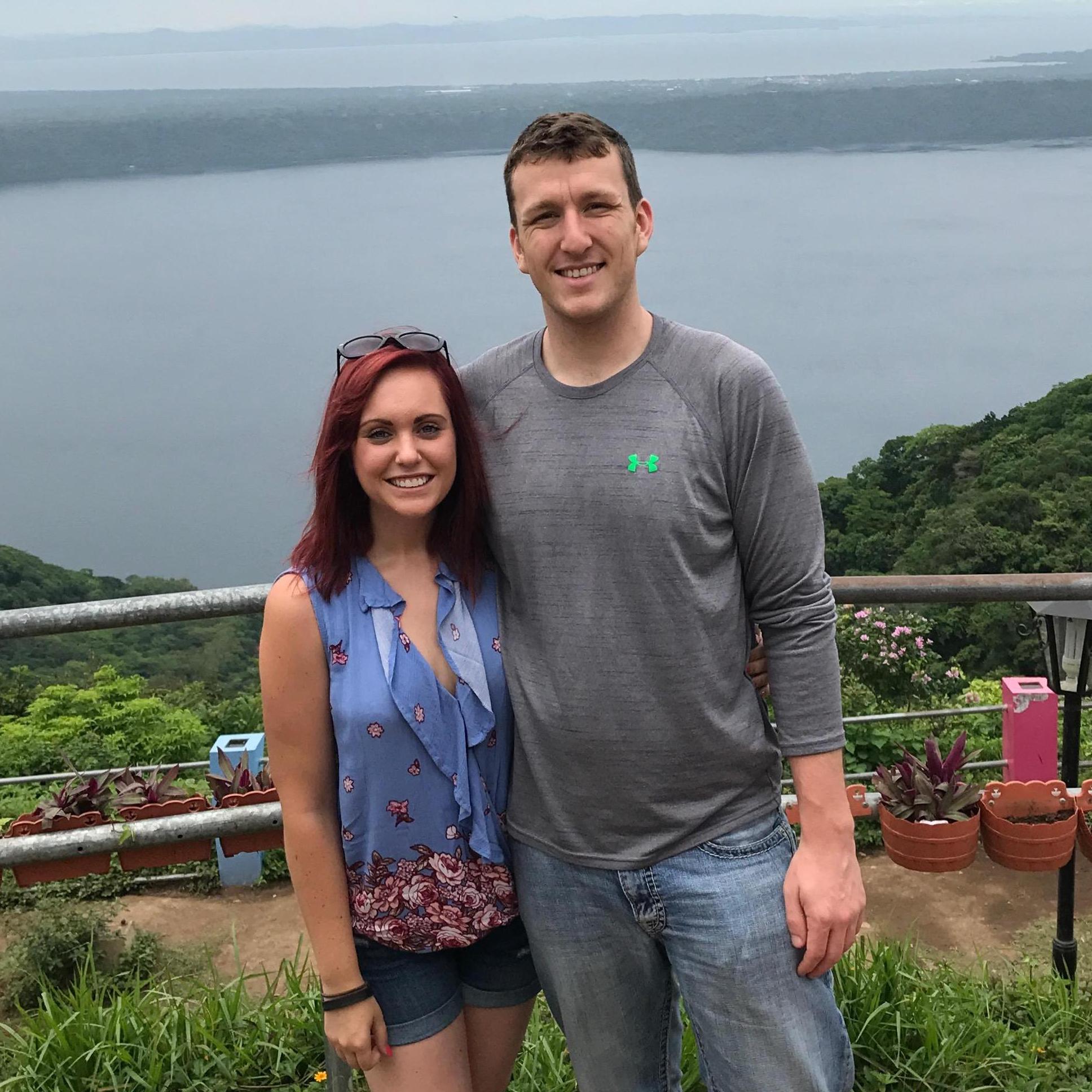 This photo is from our trip to Nicaragua in summer 2017. We went swimming in the lake behind us in this photo, Laguna de Apoyo.