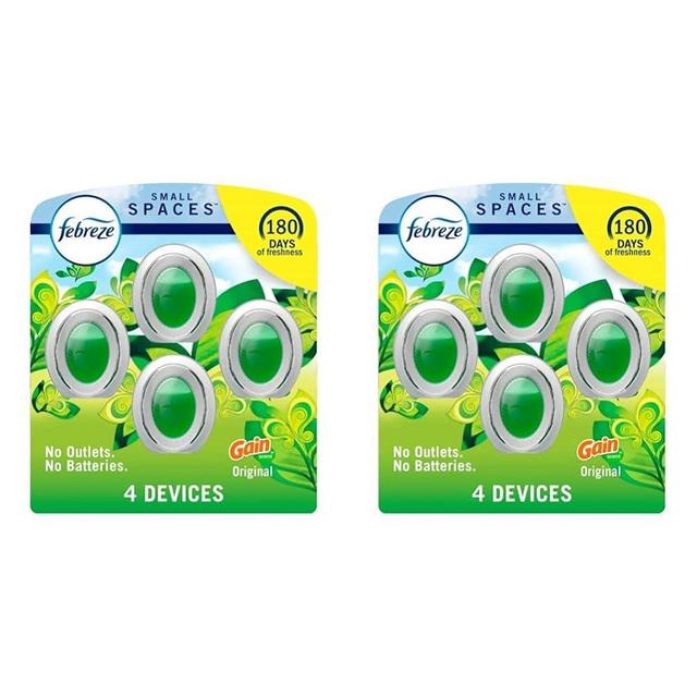 Febreze Small Spaces, Plug in Air Freshener Alternative for Home, Gain Original Scent, Odor Fighter for Strong Odor (4 Count) (Pack of 2) Multicolor
