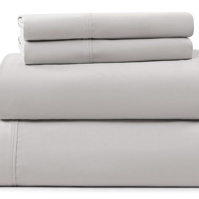 UGG Cali King Sheet Set 4-Piece Luxury Cooling Sheets Deep Pockets Premium Bedding with 2 Shams Hypoallergenic Machine Washable Soft Lightweight Bed Set for Room, California King, Stone Grey (Hedi)