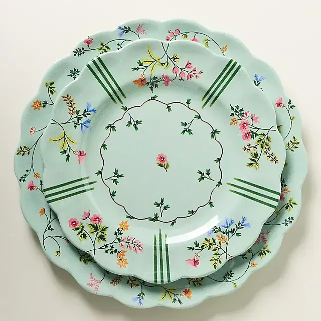 Annette Floral Melamine Dessert Plates, Set of 4