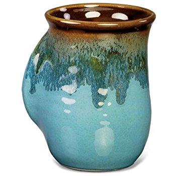Clay in Motion Handwarmer Mug - Mystic Waters - Right Handed (blue)