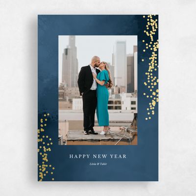 Dusty Cobalt, Blue Holiday Card - Tesoro Foil