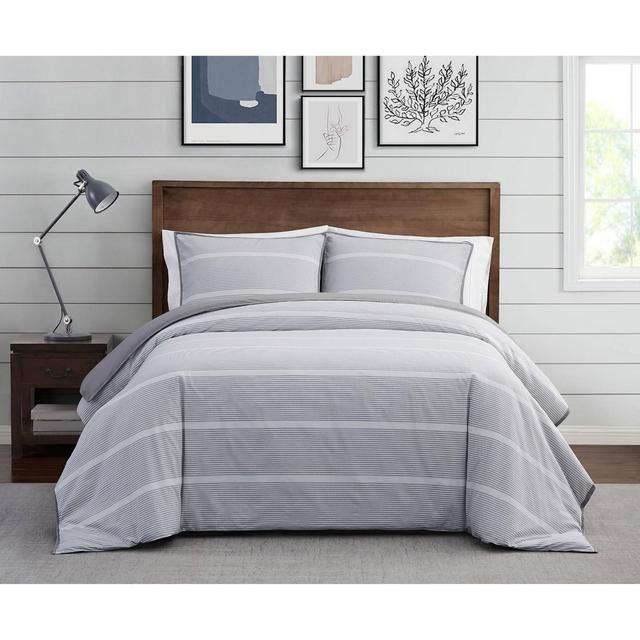 3pc King Niari Yarn Dye Stripe Comforter Set Gray - Brooklyn Loom