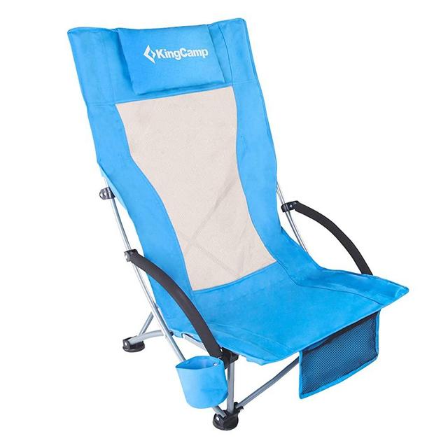 KingCamp Low Sling Beach Chair for Camping Concert Lawn, Low and High Mesh Back Two Versions