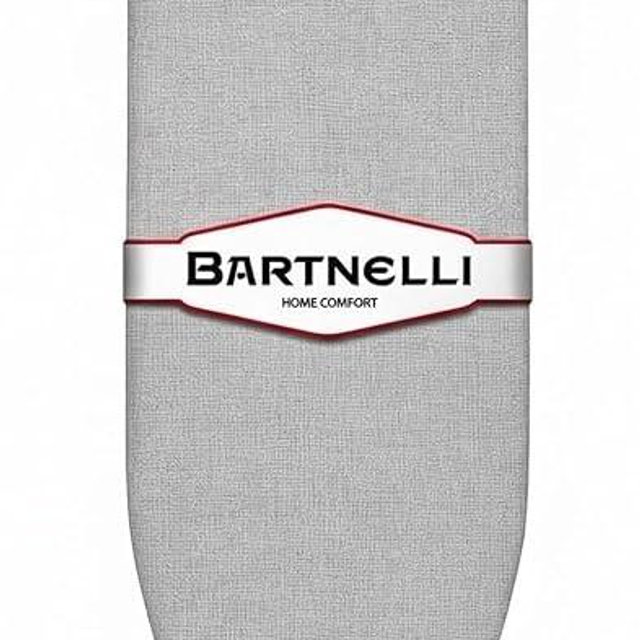 Bartnelli Extreme Stability Ironing Board 43x13 Upgraded Heavy-Duty Metal Frame & Iron Rest, Height Adjustable, Foldable, 4 Non-Skid Feet, 4-Layer Cover & Pad, Made with Patent European Engineering