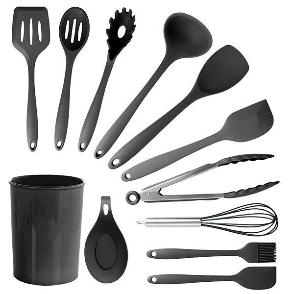 MegaChef Pro Black Silicone Cooking Utensils, Set of 12