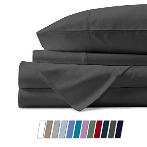 Mayfair Linen 100% Egyptian Cotton Sheets, Dark Grey King Sheets Set, 800 Thread Count Long Staple Cotton, Sateen Weave for Soft and Silky Feel, Fits Mattress Upto 18'' DEEP Pocket