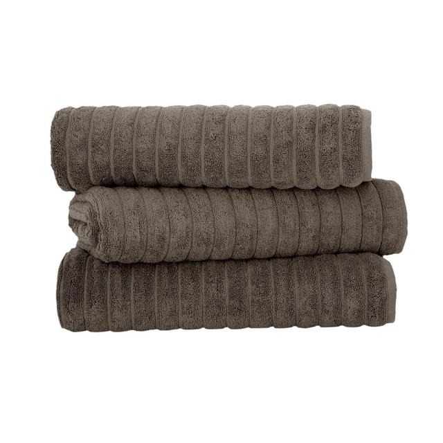 Classic Turkish Towels Turkish Cotton Ribbed Bath Sheets in Chocolate (Set of 3)