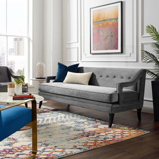 Concur Button Tufted Upholstered Velvet Sofa
