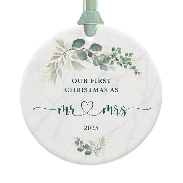 2025 First Christmas Married Ornament, Wedding Gifts for Couples, Wedding Bridal Shower Gifts for Bride to Be, Just Married 1st Xmas Newlywed - First Christmas as Mr and Mrs Ornament