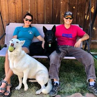 Aryes, Oyx and us enjoying the backyard in Placerville